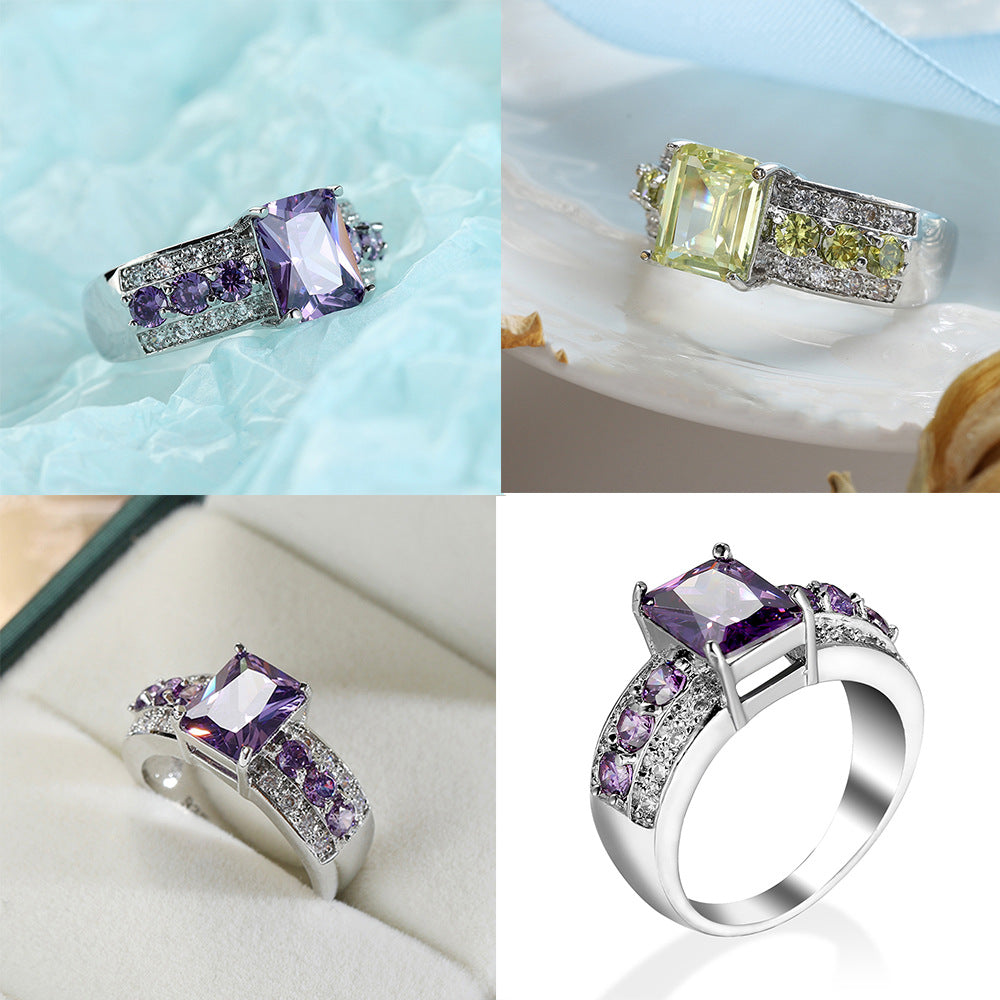 Purple Square Ring Women's European And American Style