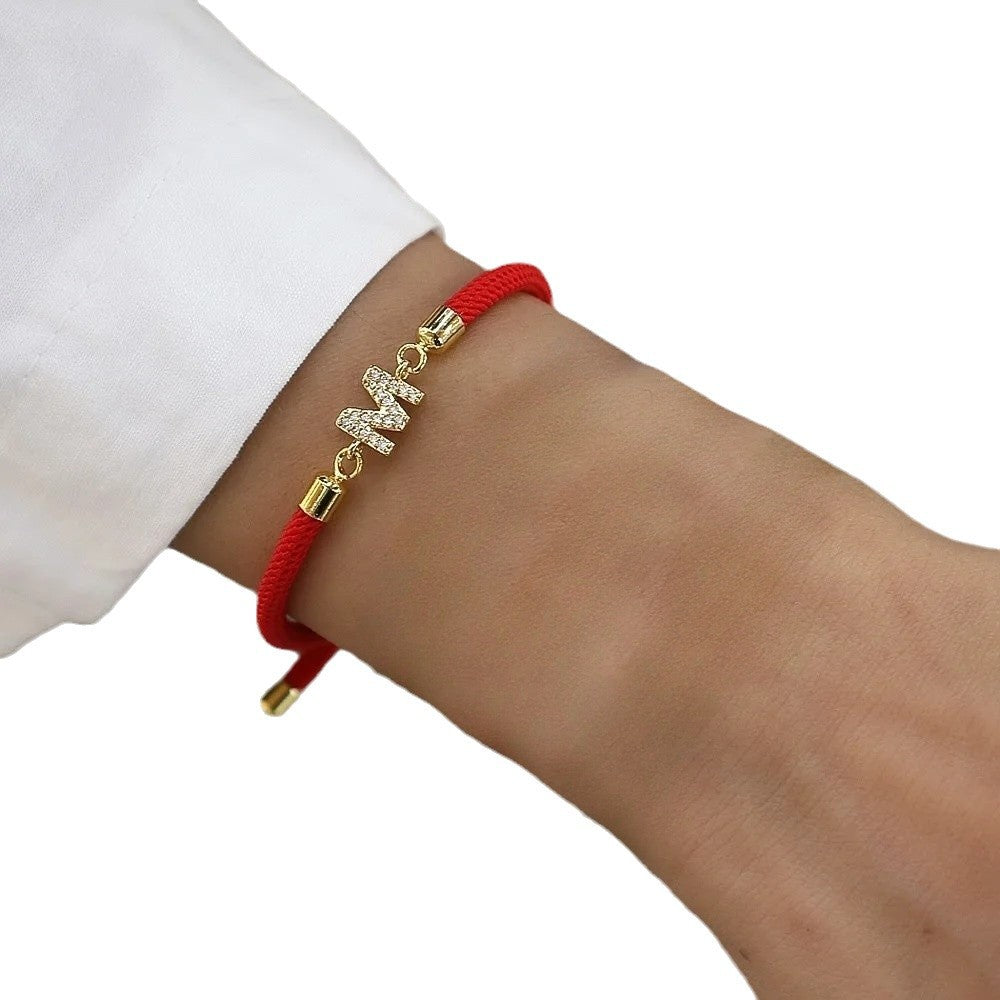 New Woven Colored Bracelet With Diamond Studded 26 Letter Bracelet