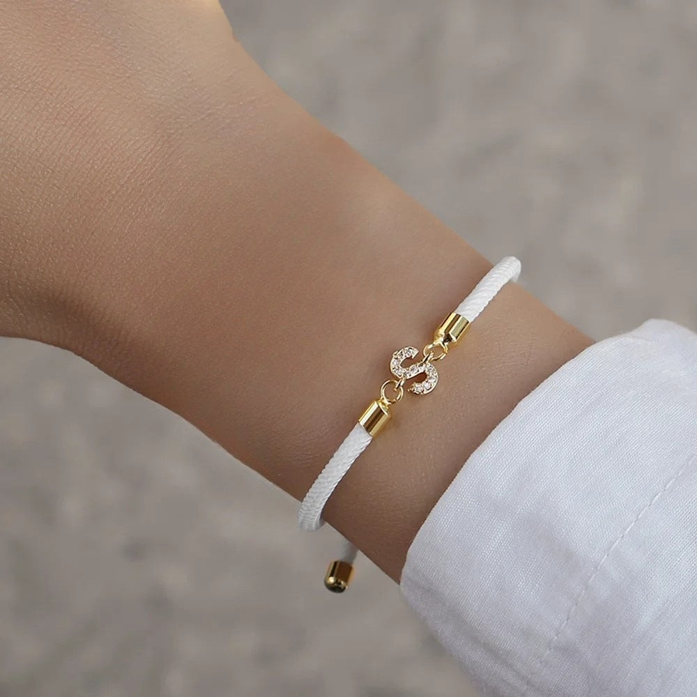 New Woven Colored Bracelet With Diamond Studded 26 Letter Bracelet