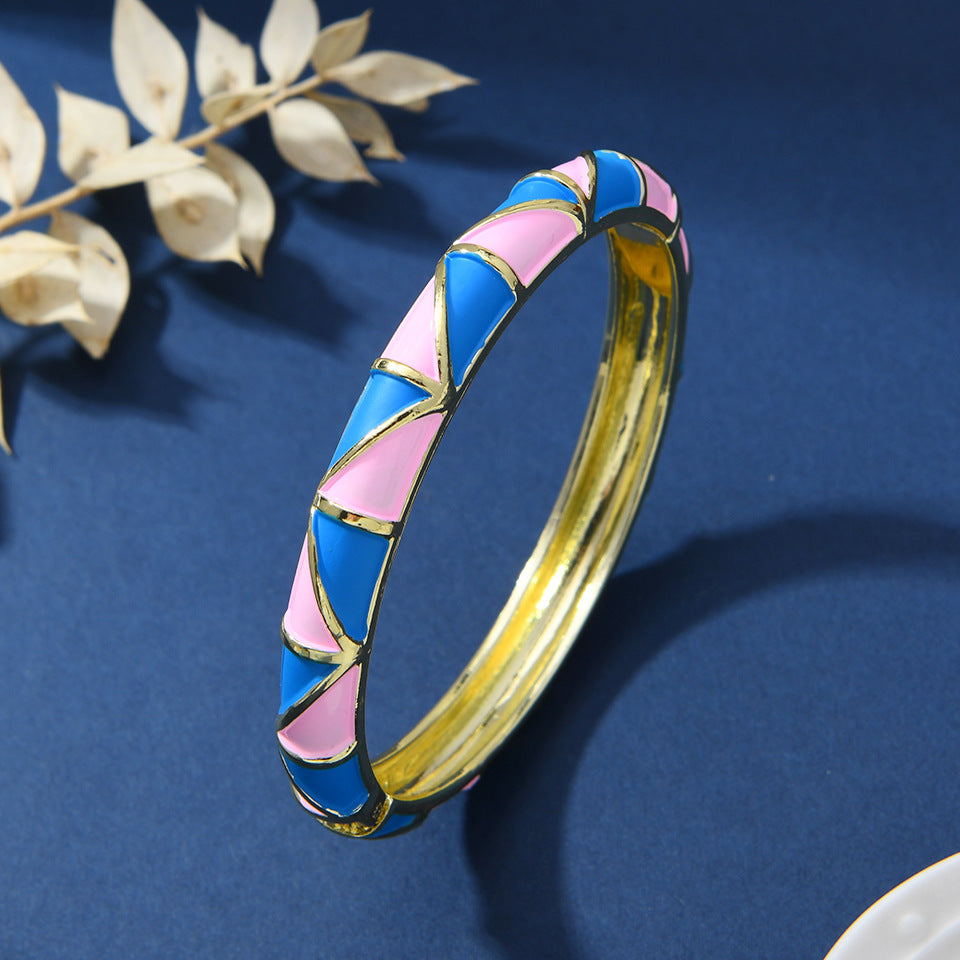 Chinese-style Enamel Bracelet For Women Light Luxury Niche Design Retro Style Jewelry