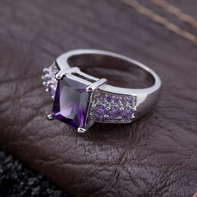 Platinum-plated Micro-pave Cubic Zirconia Ring