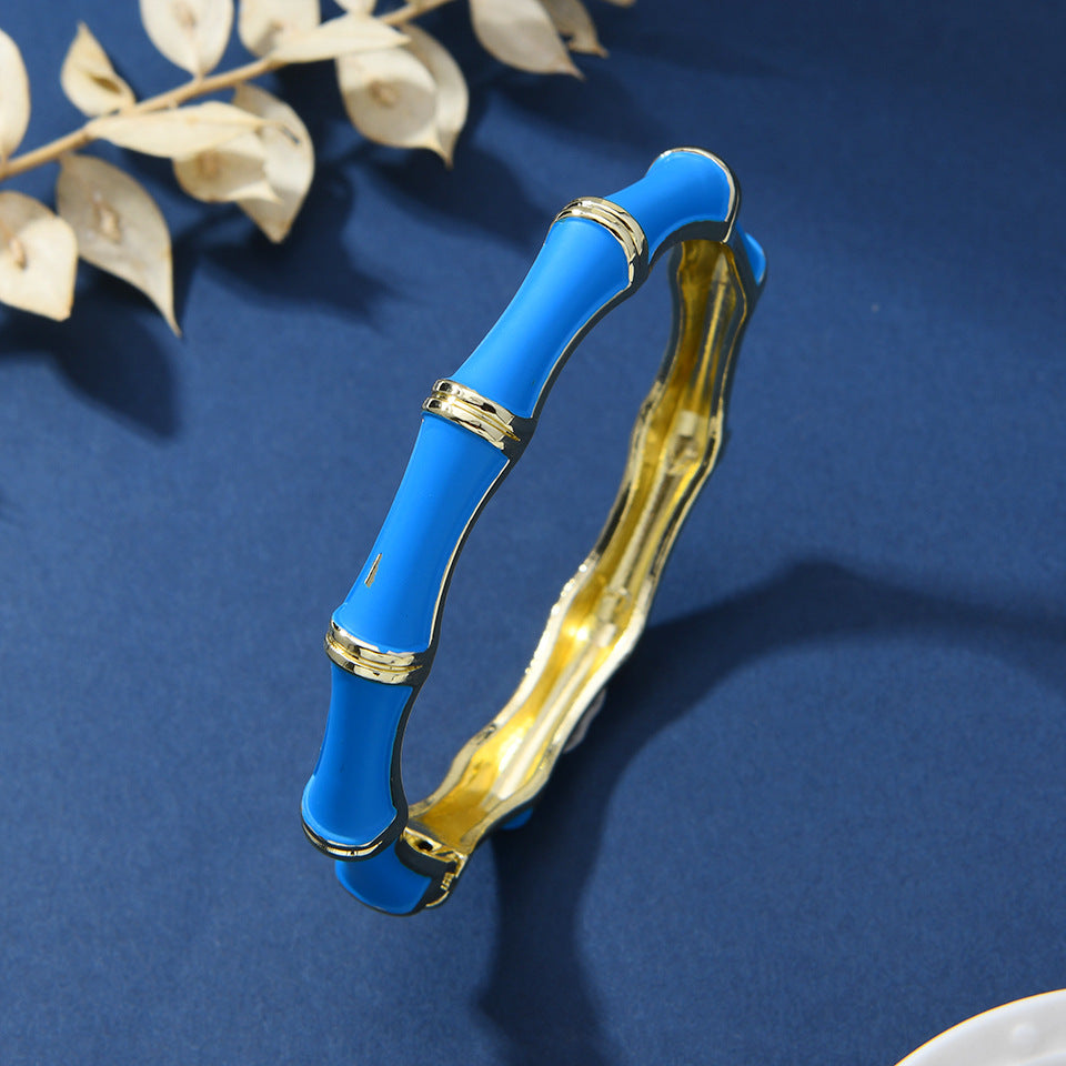 Chinese-style Enamel Bracelet For Women Light Luxury Niche Design Retro Style Jewelry