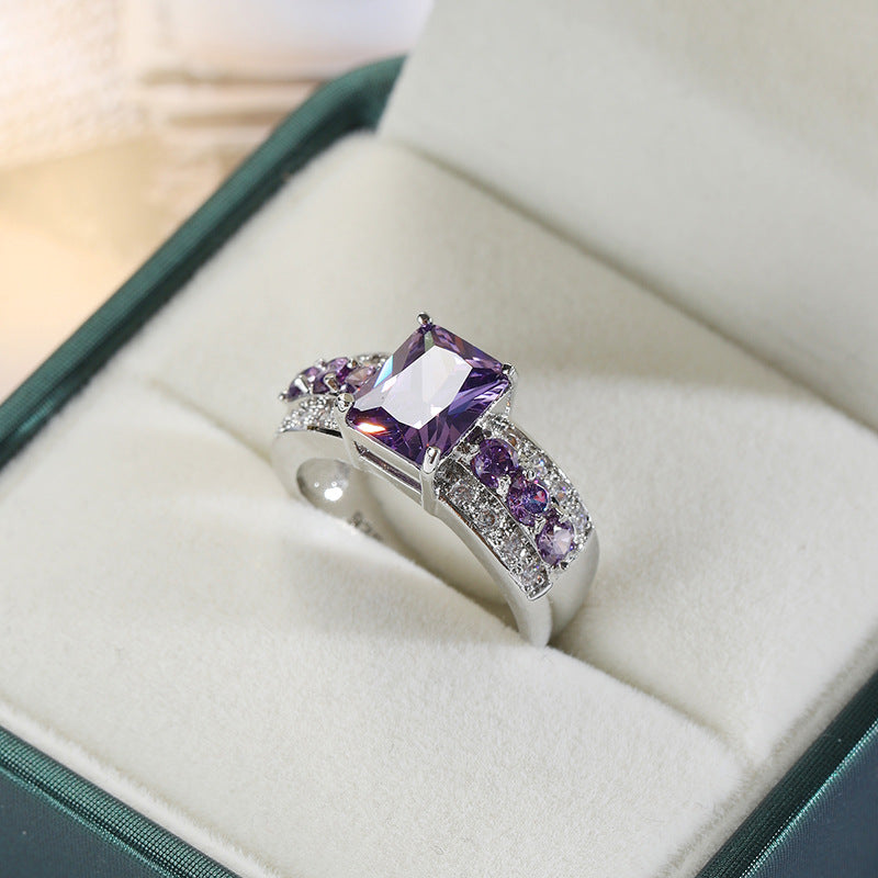 Purple Square Ring Women's European And American Style