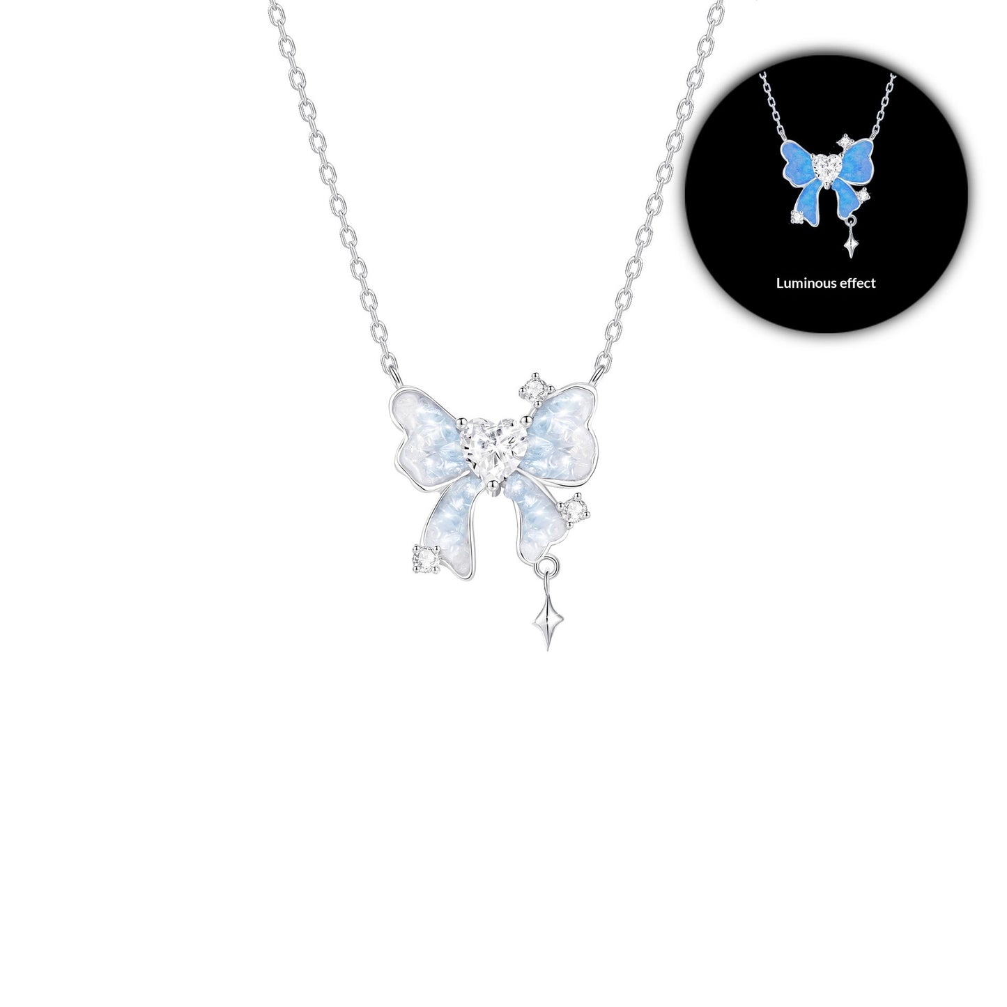 Women's Luminous Crushed Ice Butterfly Necklace