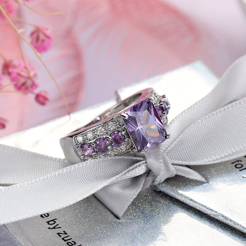 Purple Square Ring Women's European And American Style