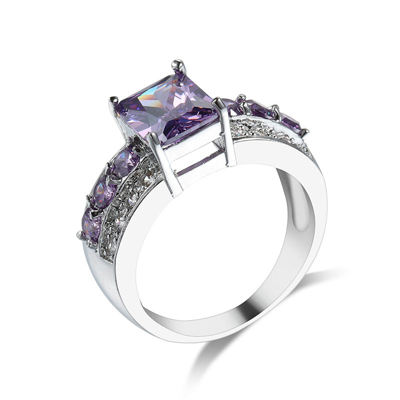 Purple Square Ring Women's European And American Style