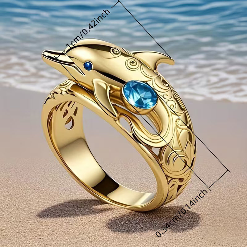 Little Dolphin Design Personalized Womens Ring