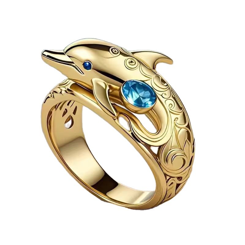 Little Dolphin Design Personalized Womens Ring