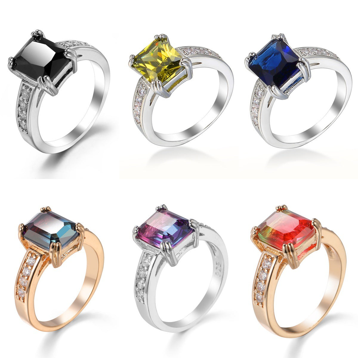 Women's Simple Square Zircon Ring