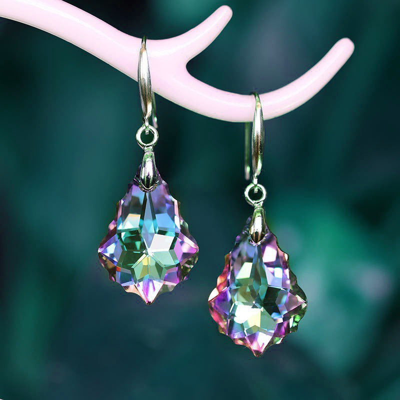 Women's S925 Silver Needle Colorful Crystal Earrings