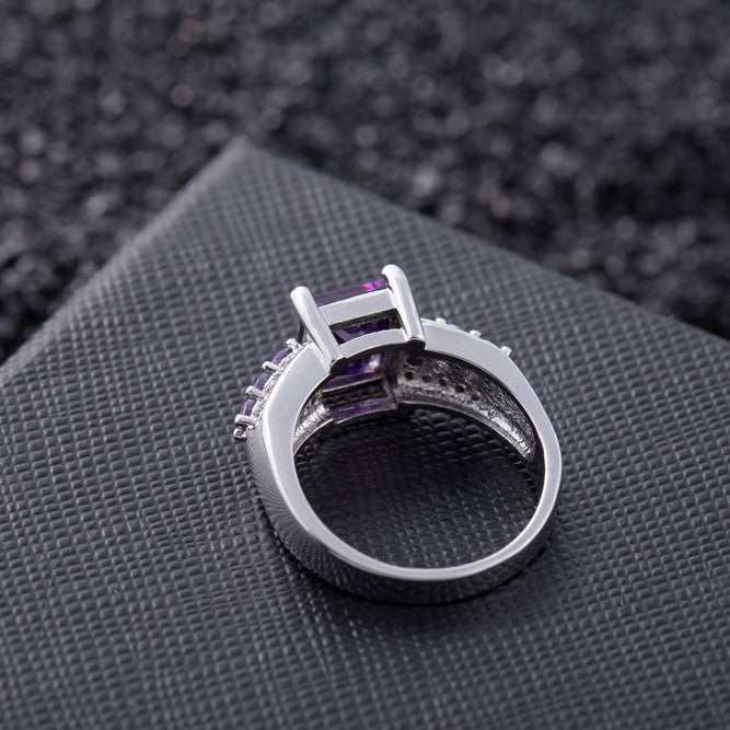 Platinum-plated Micro-pave Cubic Zirconia Ring