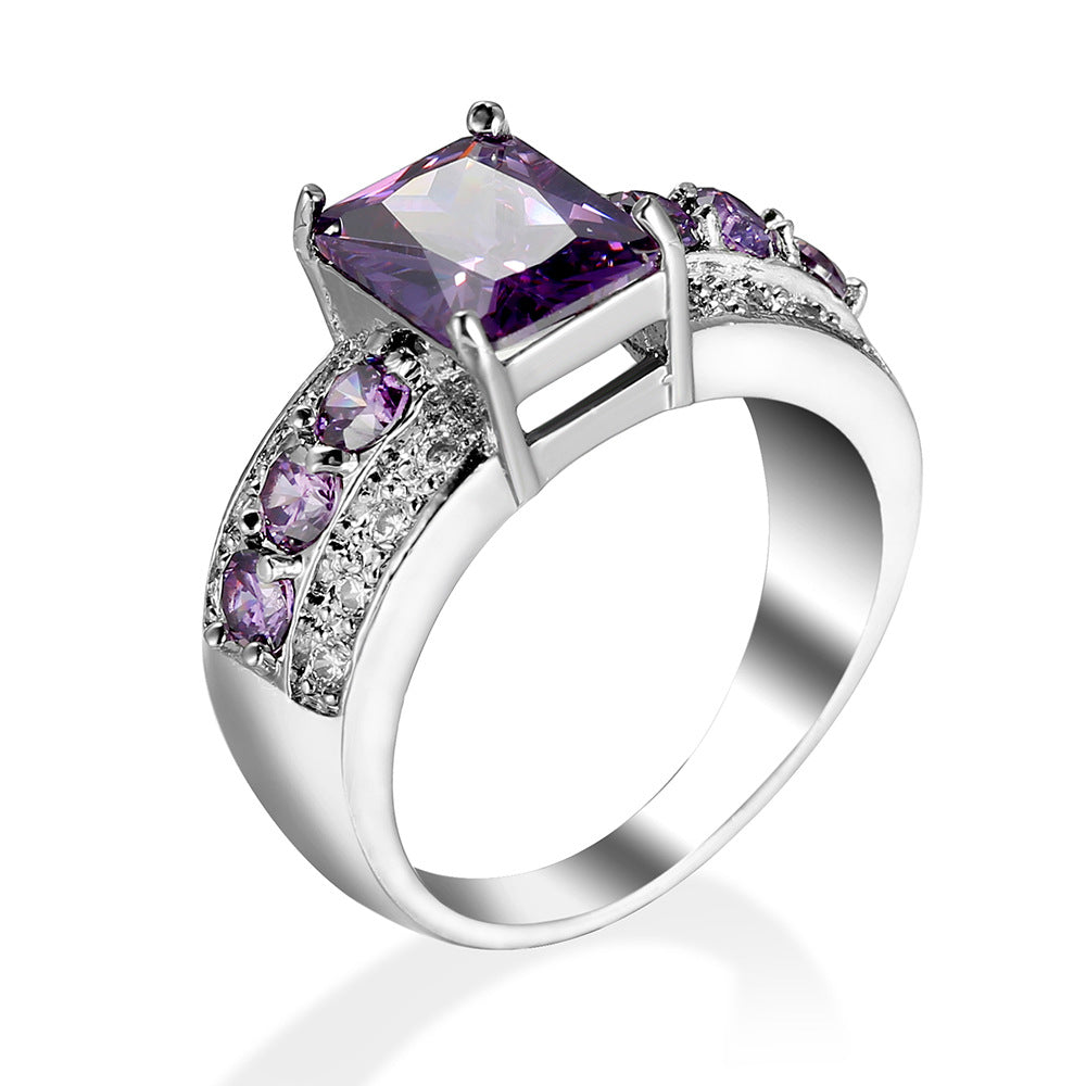 Purple Square Ring Women's European And American Style