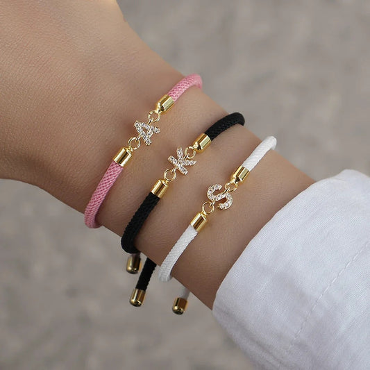 New Woven Colored Bracelet With Diamond Studded 26 Letter Bracelet