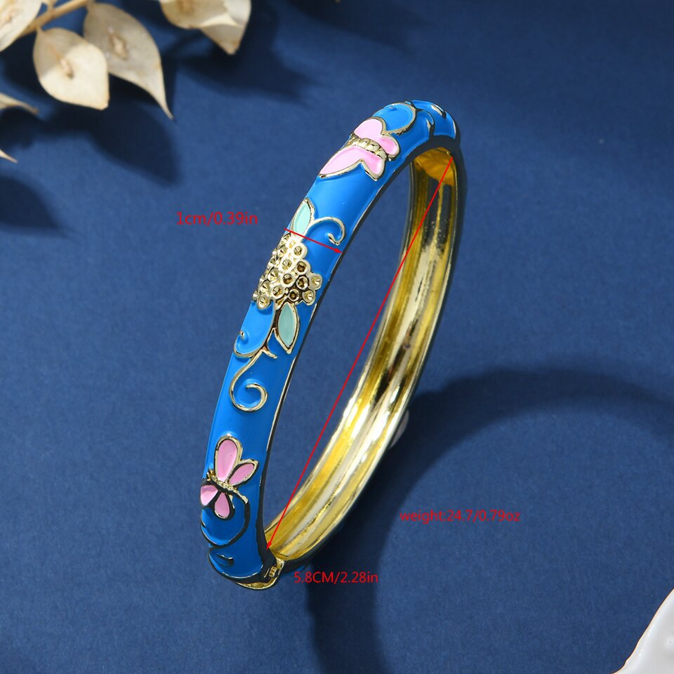 Chinese-style Enamel Bracelet For Women Light Luxury Niche Design Retro Style Jewelry