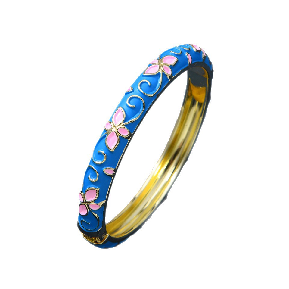 Chinese-style Enamel Bracelet For Women Light Luxury Niche Design Retro Style Jewelry