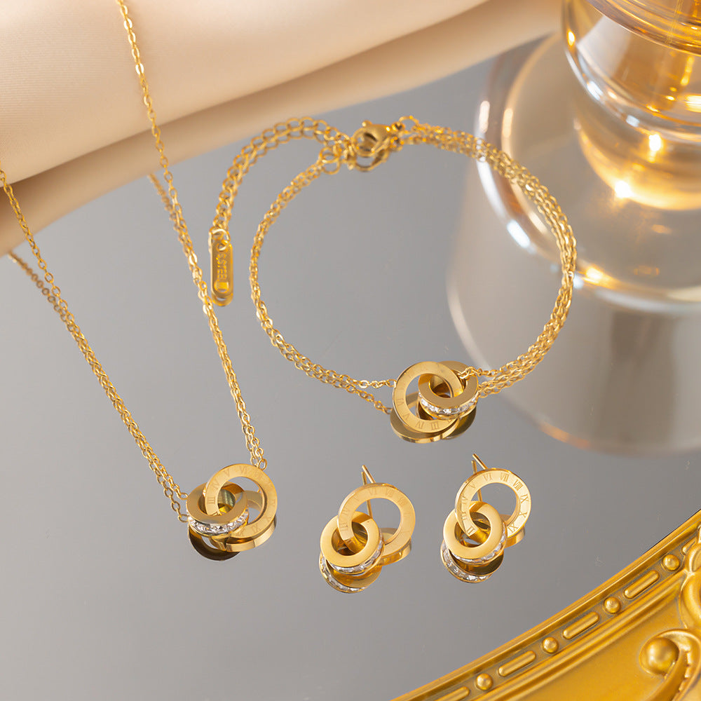 Fully Diamond-encrusted Titanium Steel Necklace For Women Light Luxury And Versatile