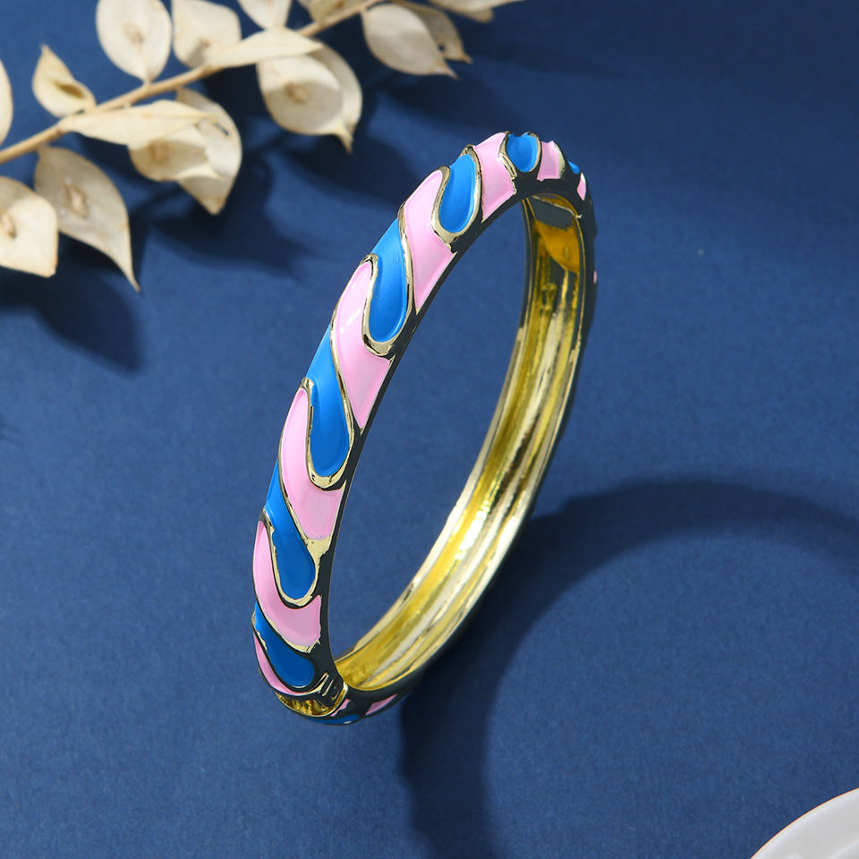 Chinese-style Enamel Bracelet For Women Light Luxury Niche Design Retro Style Jewelry