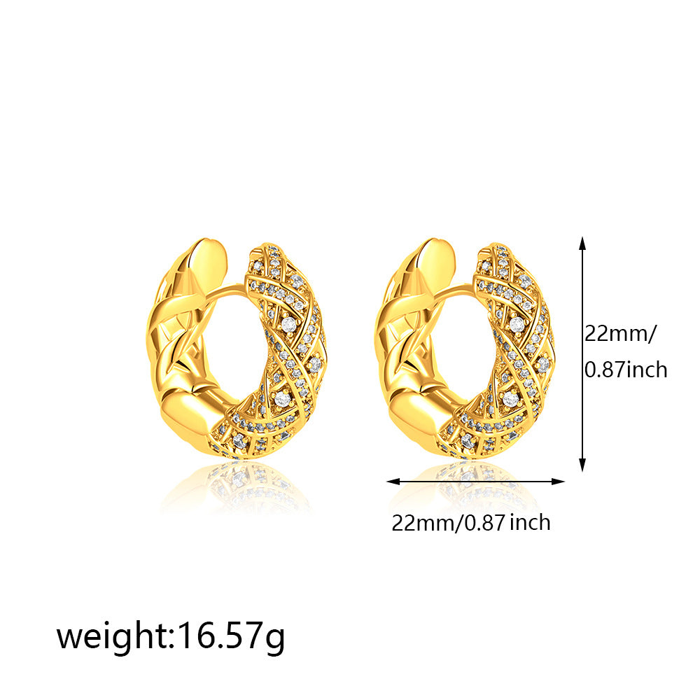 18K Gold Vintage Light-Luxury Zircon Earrings