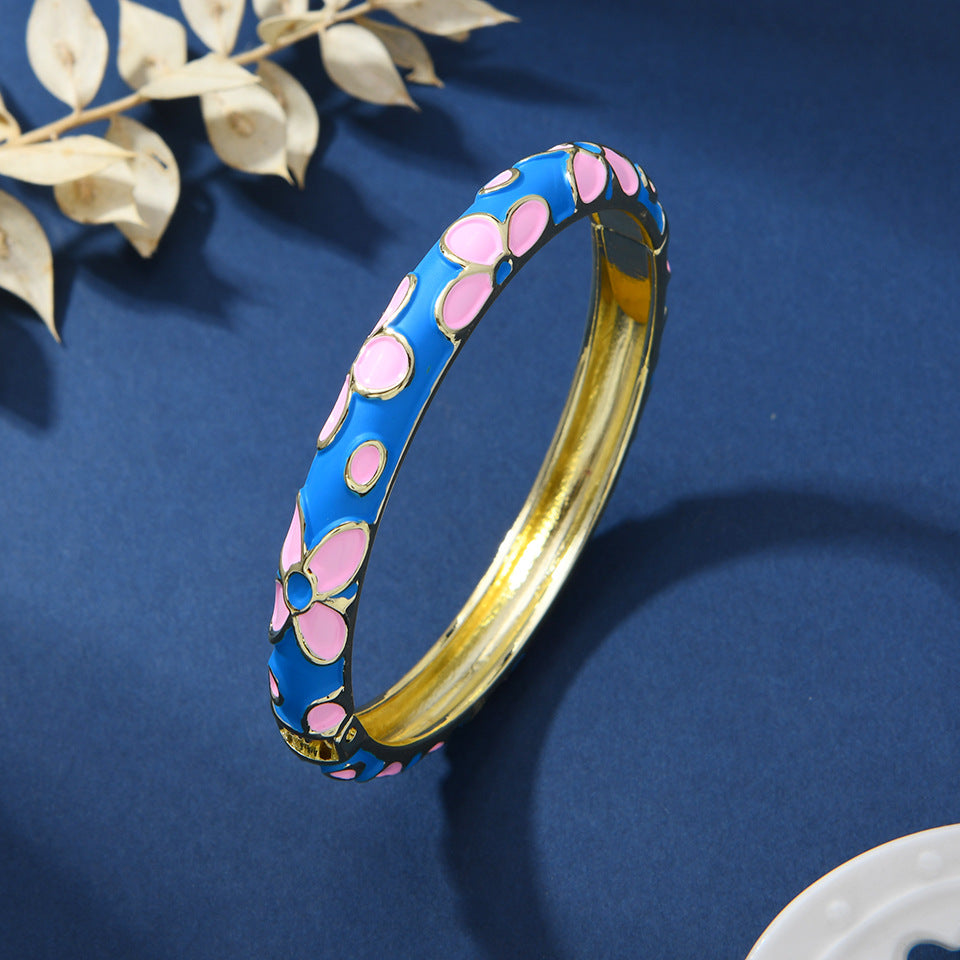 Chinese-style Enamel Bracelet For Women Light Luxury Niche Design Retro Style Jewelry