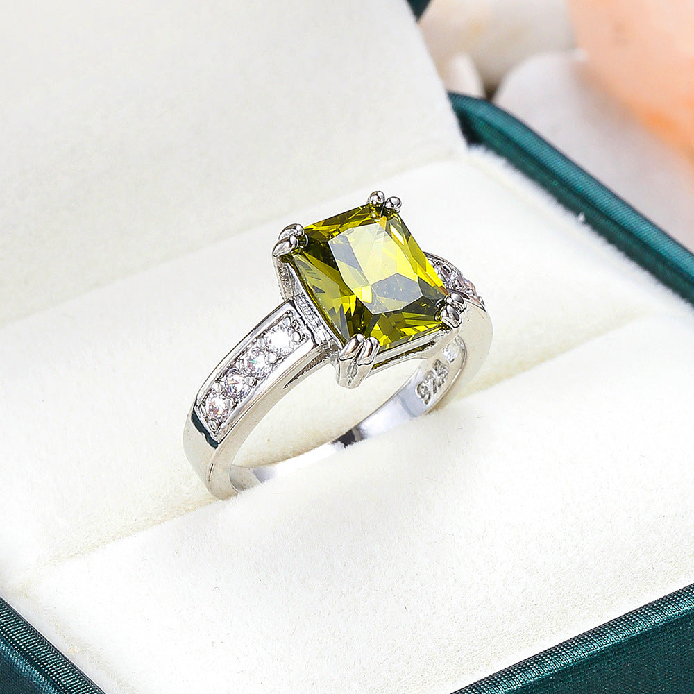 Women's Simple Square Zircon Ring