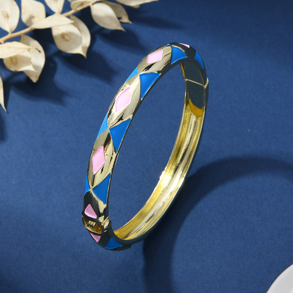 Chinese-style Enamel Bracelet For Women Light Luxury Niche Design Retro Style Jewelry