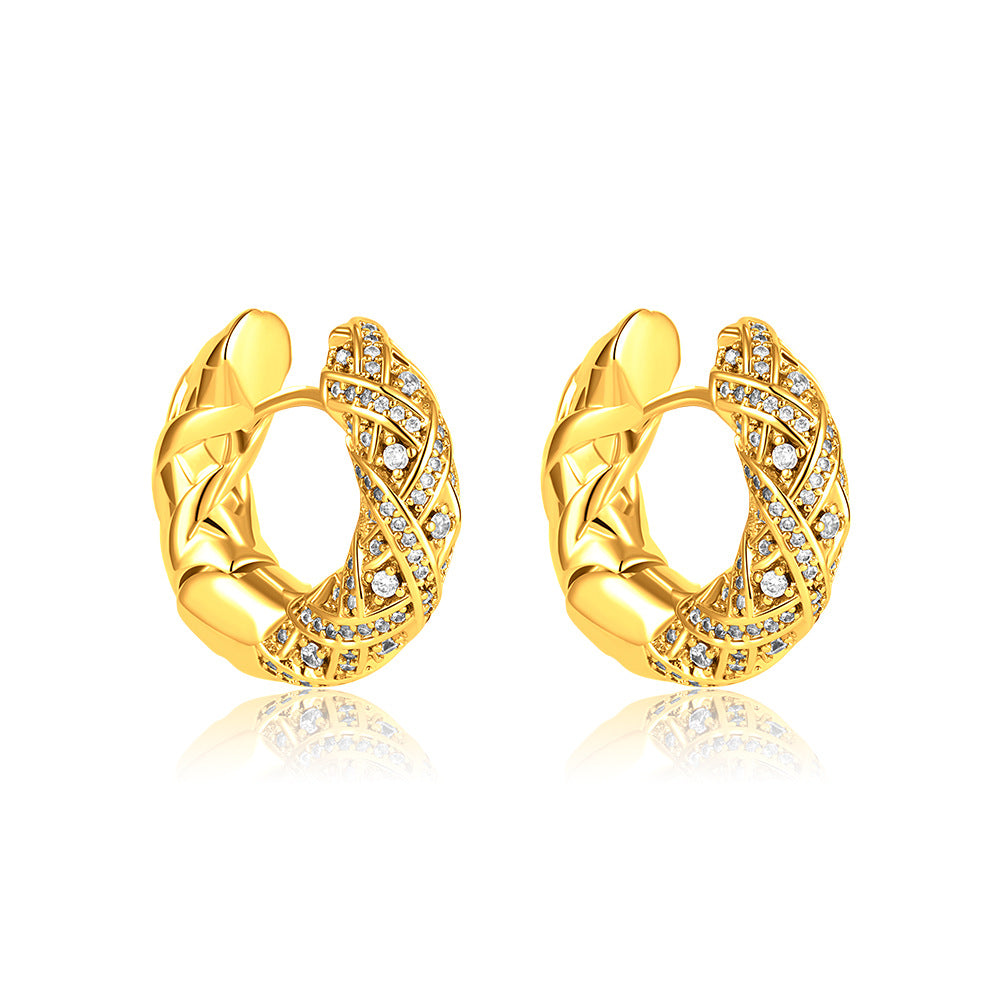 18K Gold Vintage Light-Luxury Zircon Earrings